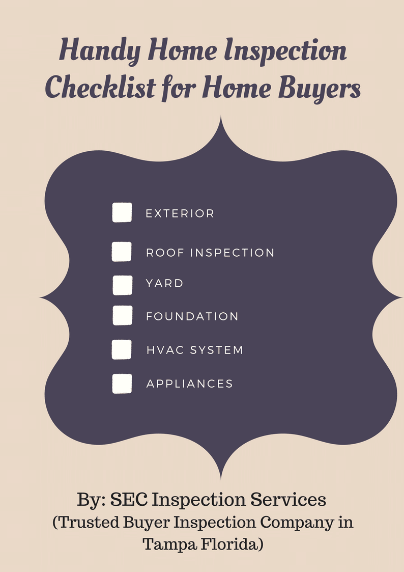 home buyer inspection checklist by SEC inspection Services