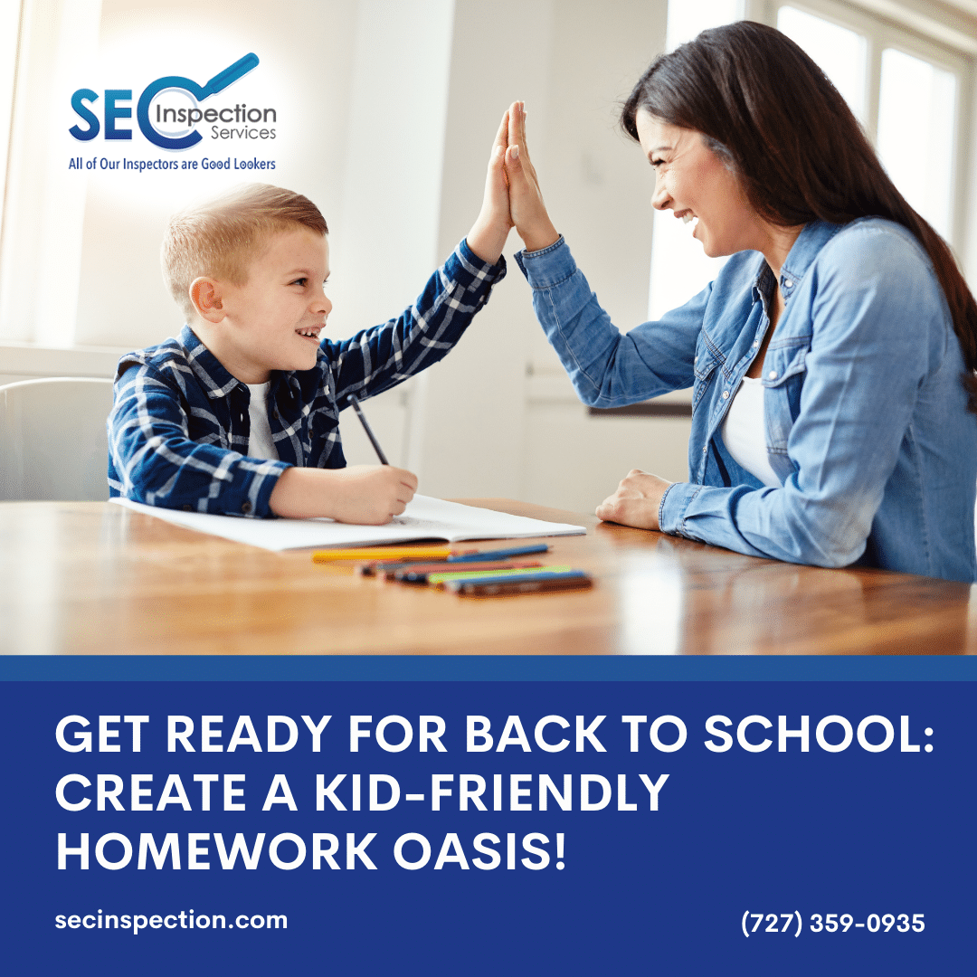 A mother and her young son high-fiving each other while doing homework at a table