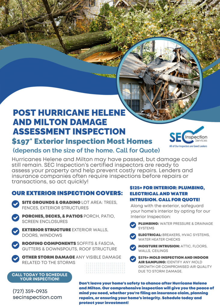 SEC Inspection Services post hurricane Helene and Milton exterior and interior damage special